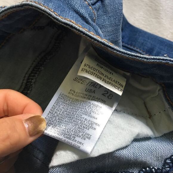 Machine Embroidered Distressed Denim Cutoff Shorts | Sz M - Picture 4 of 5